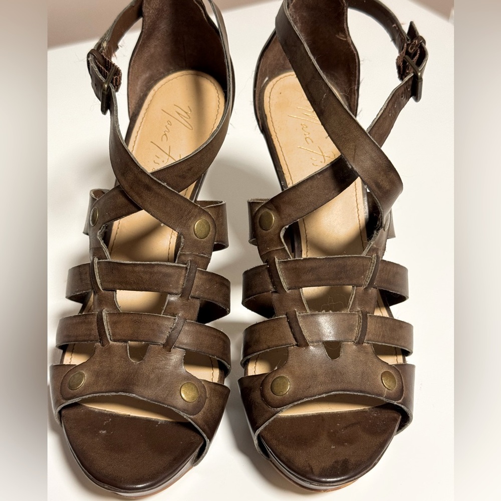 Marc Fisher Brown Leather Gladiator Stiletto Heels